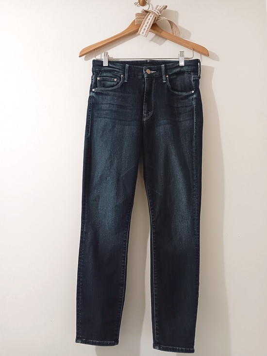 MOTHER Denim - Mother Jeans The Looker Crop On The Edge Dark Wash Blue Jean Denim Pants Size 27